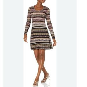 M Missoni Long-Sleeve Floral Lurex Jacquard Knit Dress size 42/ US 10